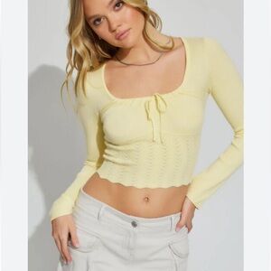 Garage Yellow ribbed Long Sleeve sweater shirt size medium
